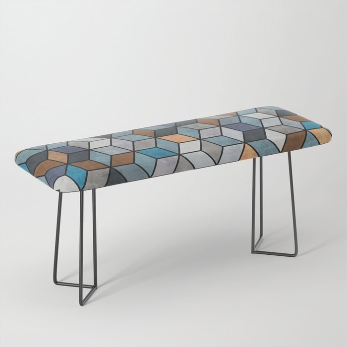 Colorful Concrete Cubes - Blue, Grey, Brown Bench Gallery Image 1