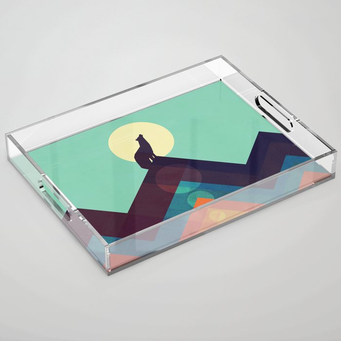 Howling Wild Wolf Acrylic Tray Gallery Image 1