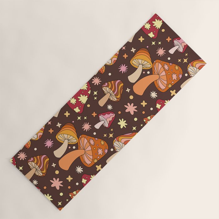 Magic Mushrooms in Brown Yoga Mat Gallery Image 1
