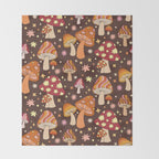Magic Mushrooms in Brown Throw Blanket Gallery Image 2