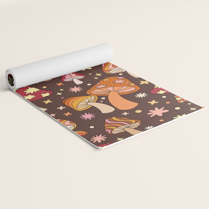 Magic Mushrooms in Brown Yoga Mat Gallery Image 2