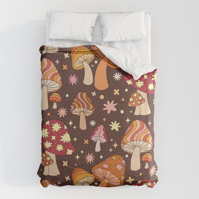 Magic Mushrooms in Brown Duvet Cover Gallery Image 6
