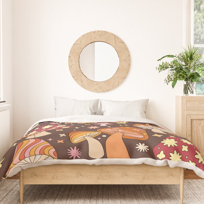 Magic Mushrooms in Brown Duvet Cover Gallery Image 3