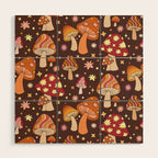 Magic Mushrooms in Brown Wood Wall Art Gallery Image 1