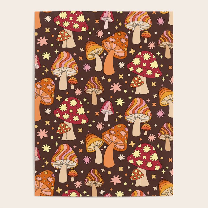 Magic Mushrooms in Brown Poster Gallery Image 1