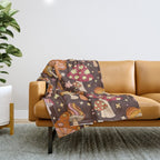 Magic Mushrooms in Brown Throw Blanket Gallery Image 1