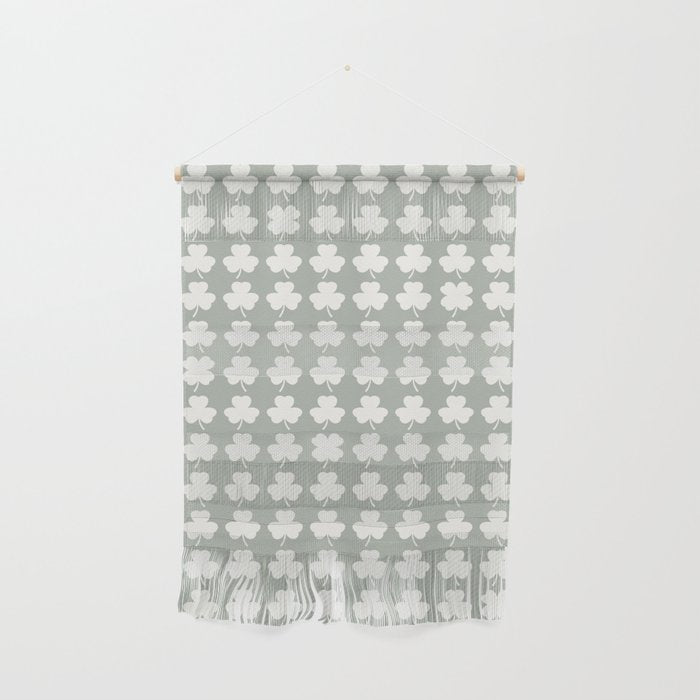 Clovers XXXV Neutral Green Botanical Pattern Wall Hanging Gallery Image 1
