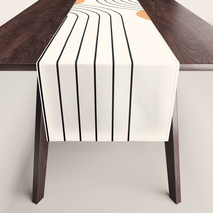 Mid Century Modern Geometric 61 (Rainbow and Sun Abstraction) Table Runner Gallery Image 1