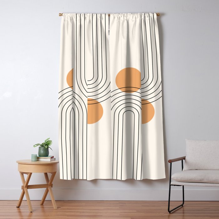 Mid Century Modern Geometric 61 (Rainbow and Sun Abstraction) Window Curtain Gallery Image 5