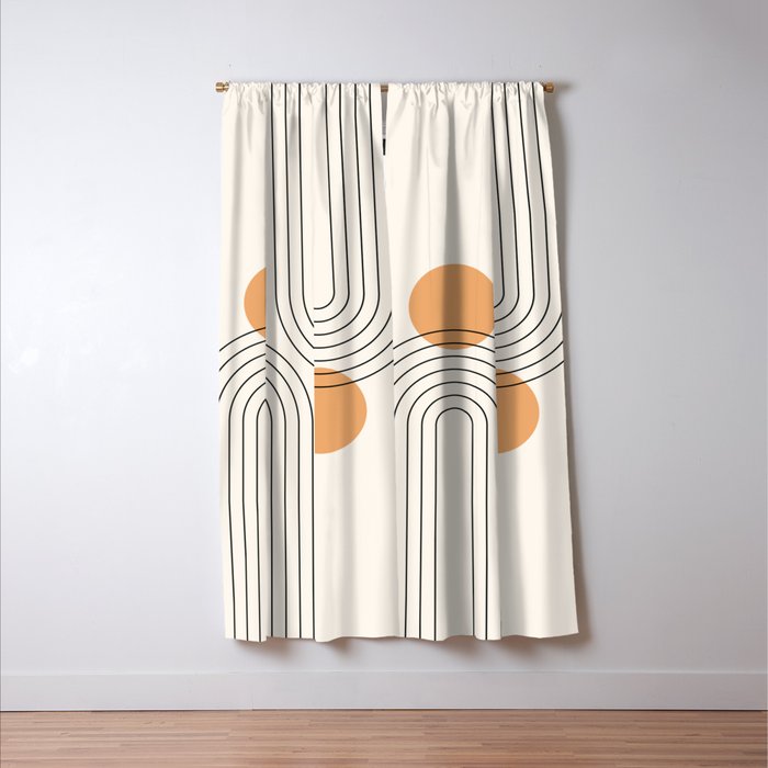 Mid Century Modern Geometric 61 (Rainbow and Sun Abstraction) Window Curtain Gallery Image 3