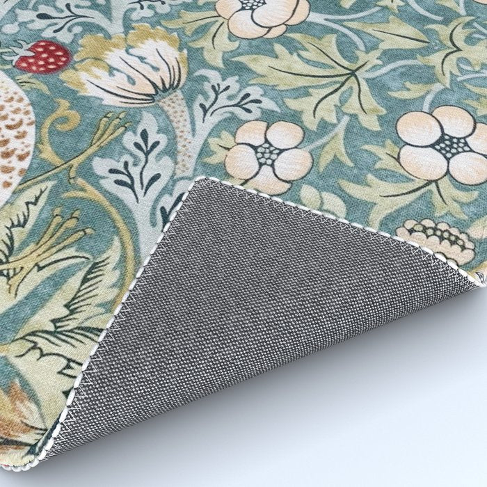 William Morris Strawberry Thief Detail Aqua Blue Turquoise Rug Gallery Image 4