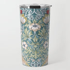 William Morris Strawberry Thief Detail Aqua Blue Turquoise Travel Mug Gallery Image 1