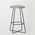 William Morris Strawberry Thief Detail Aqua Blue Turquoise Stool Gallery Image 1