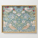 William Morris Strawberry Thief Detail Aqua Blue Turquoise Serving Tray Gallery Image 1