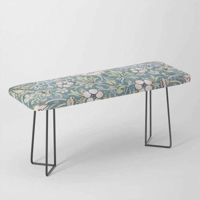 William Morris Strawberry Thief Detail Aqua Blue Turquoise Bench Gallery Image 1