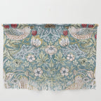 William Morris Strawberry Thief Detail Aqua Blue Turquoise Wall Hanging Gallery Image 1