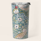 William Morris Strawberry Thief Detail Aqua Blue Turquoise Travel Mug Gallery Image 2