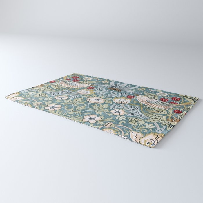 William Morris Strawberry Thief Detail Aqua Blue Turquoise Rug Gallery Image 3