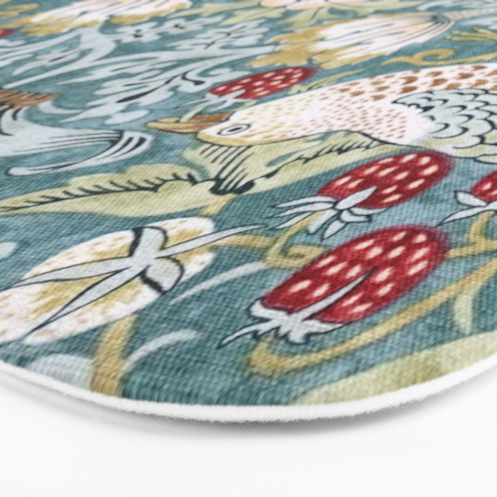 William Morris Strawberry Thief Detail Aqua Blue Turquoise Bath Mat Gallery Image 3