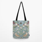 William Morris Strawberry Thief Detail Aqua Blue Turquoise Tote Bag Gallery Image 2