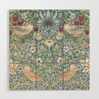 William Morris Strawberry Thief Detail Aqua Blue Turquoise Wood Wall Art Gallery Image 1