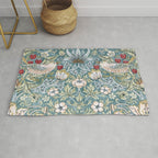 William Morris Strawberry Thief Detail Aqua Blue Turquoise Rug Gallery Image 1