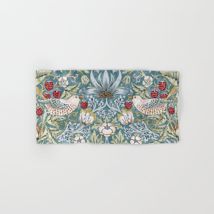William Morris Strawberry Thief Detail Aqua Blue Turquoise Bath Towel Gallery Image 1