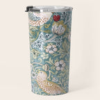 William Morris Strawberry Thief Detail Aqua Blue Turquoise Travel Mug Gallery Image 3