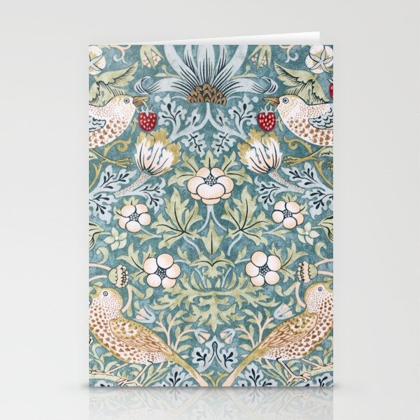 William Morris Strawberry Thief Detail Aqua Blue Turquoise Stationery Card Gallery Image 2