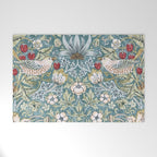 William Morris Strawberry Thief Detail Aqua Blue Turquoise Welcome Mat Gallery Image 1