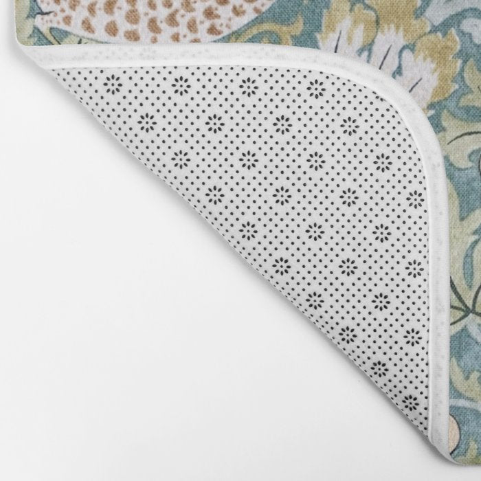 William Morris Strawberry Thief Detail Aqua Blue Turquoise Bath Mat Gallery Image 2