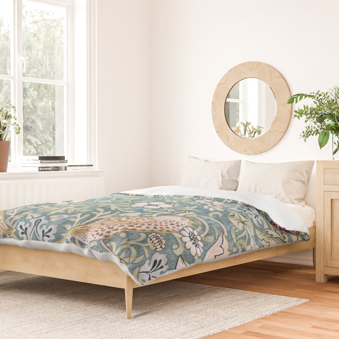 William Morris Strawberry Thief Detail Aqua Blue Turquoise Duvet Cover Gallery Image 2
