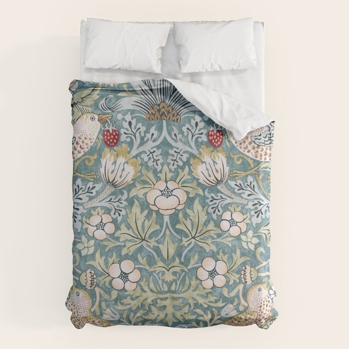William Morris Strawberry Thief Detail Aqua Blue Turquoise Duvet Cover Gallery Image 6