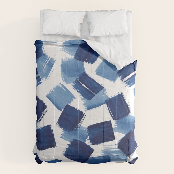 Indigo Brush Strokes | No.1 Comforter Gallery Image 6
