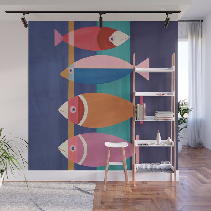 Colorful Abstract Fish Wall Mural Gallery Image 1
