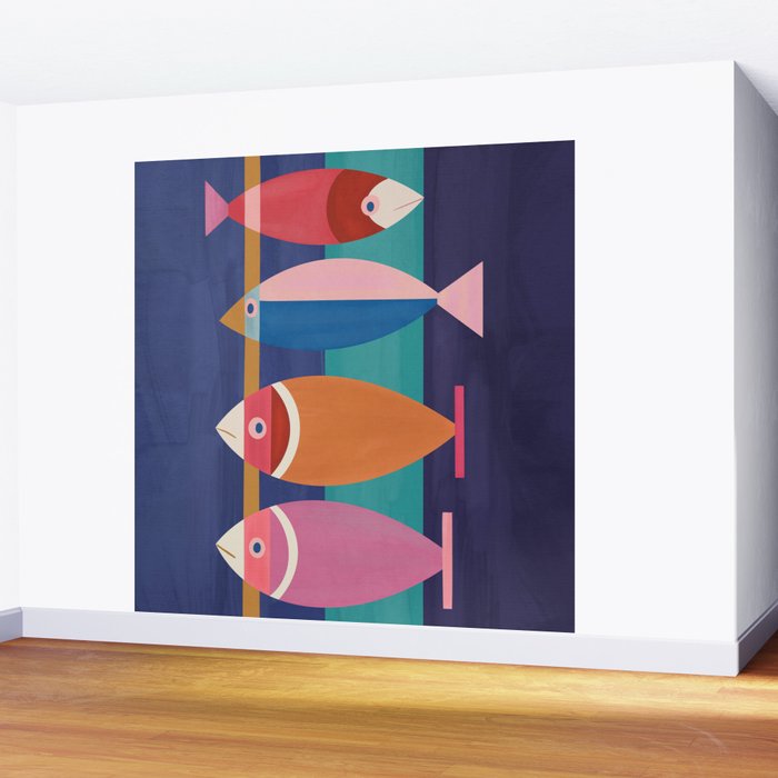 Colorful Abstract Fish Wall Mural Gallery Image 2