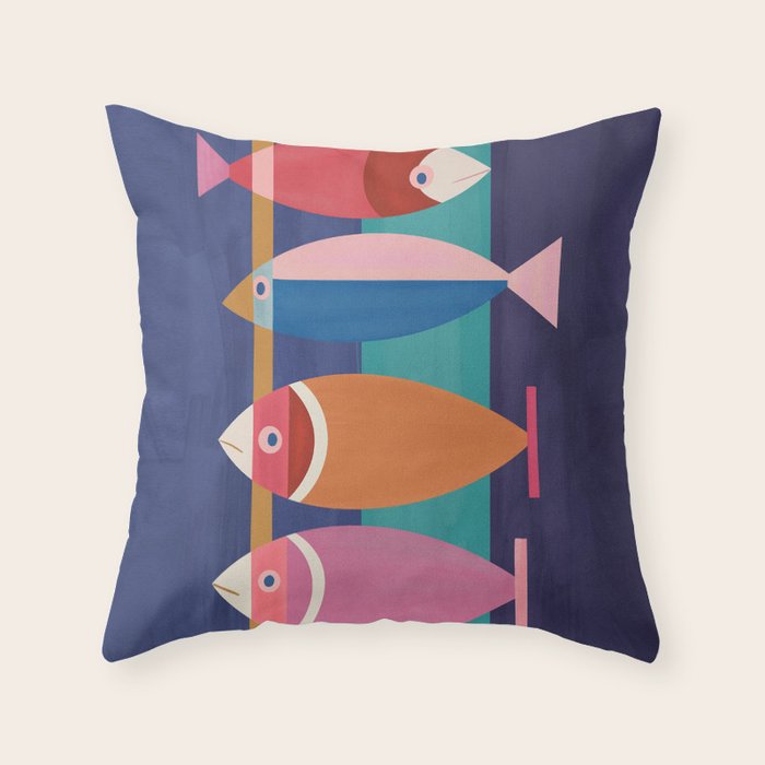 Colorful Abstract Fish Throw Pillow Gallery Image 6
