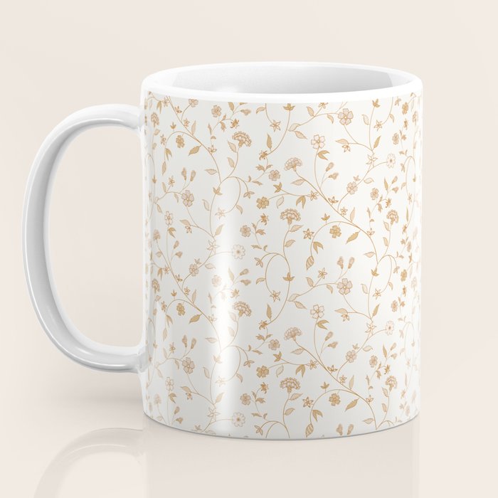 Tiny Chintz Floral - Ivory Pink Coffee Mug Gallery Image 3