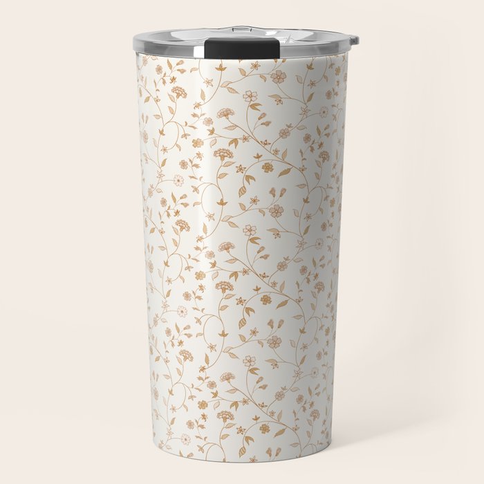 Tiny Chintz Floral - Ivory Pink Travel Mug Gallery Image 1