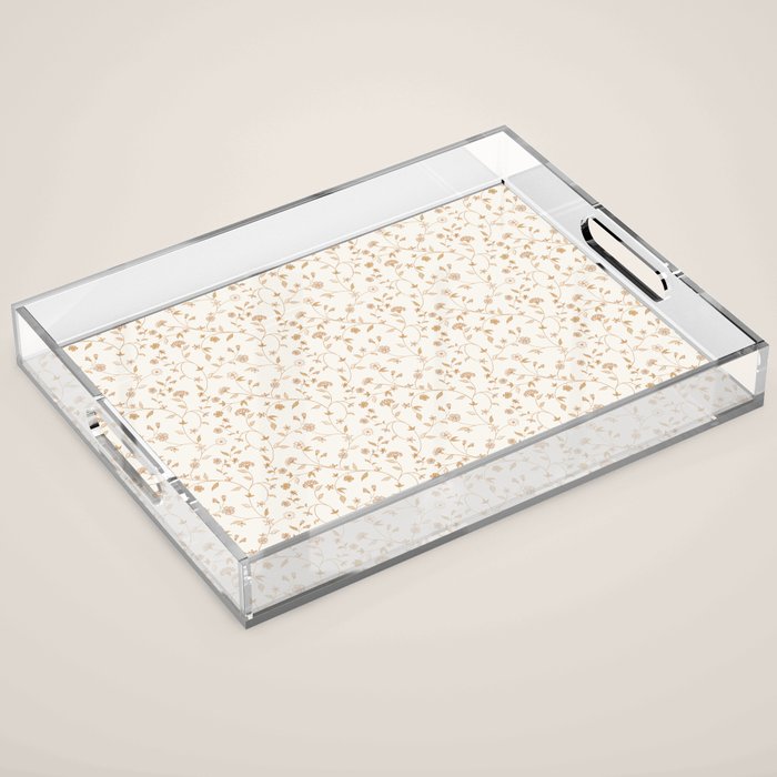 Tiny Chintz Floral - Ivory Pink Acrylic Tray Gallery Image 1