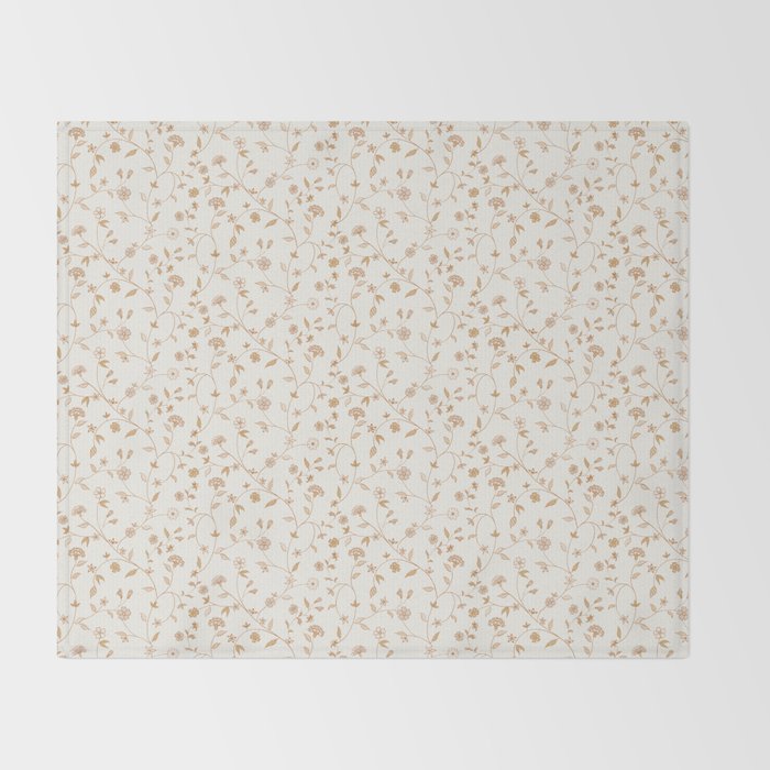 Tiny Chintz Floral - Ivory Pink Throw Blanket Gallery Image 2