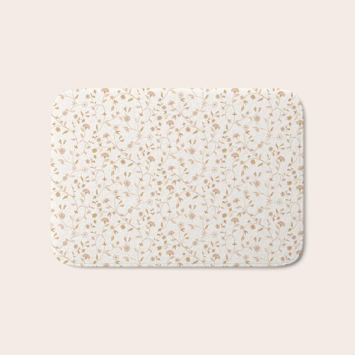 Tiny Chintz Floral - Ivory Pink Bath Mat Gallery Image 1