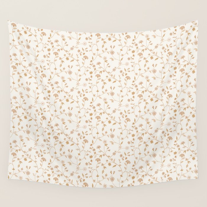 Tiny Chintz Floral - Ivory Pink Wall Tapestry Gallery Image 1