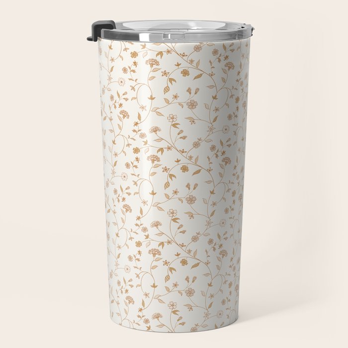 Tiny Chintz Floral - Ivory Pink Travel Mug Gallery Image 3