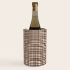 Mid Century Modern Fine Weave Minimalist Retro Woven Pattern in Dark Brown and Light Beige Wine Chiller Gallery Image 3