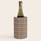 Mid Century Modern Fine Weave Minimalist Retro Woven Pattern in Dark Brown and Light Beige Wine Chiller Gallery Image 2