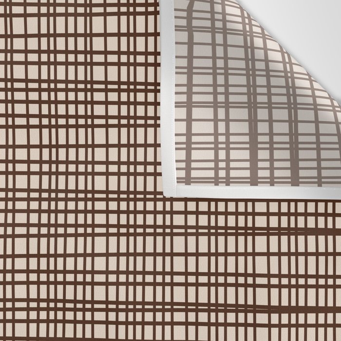 Mid Century Modern Fine Weave Minimalist Retro Woven Pattern in Dark Brown and Light Beige Wall Tapestry Gallery Image 3