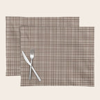Mid Century Modern Fine Weave Minimalist Retro Woven Pattern in Dark Brown and Light Beige Placemat Gallery Image 1