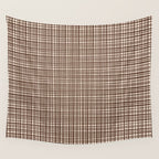 Mid Century Modern Fine Weave Minimalist Retro Woven Pattern in Dark Brown and Light Beige Wall Tapestry Gallery Image 4