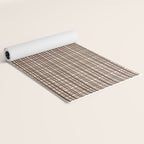 Mid Century Modern Fine Weave Minimalist Retro Woven Pattern in Dark Brown and Light Beige Yoga Mat Gallery Image 2